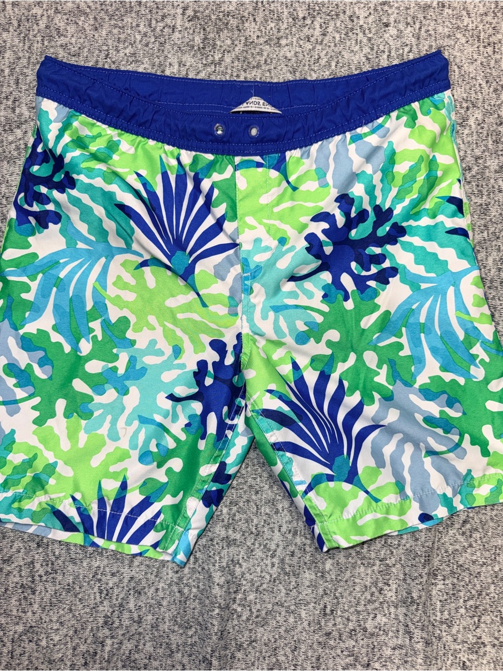 Boys Land’s End Blue & Green Tropical Swim Trunks